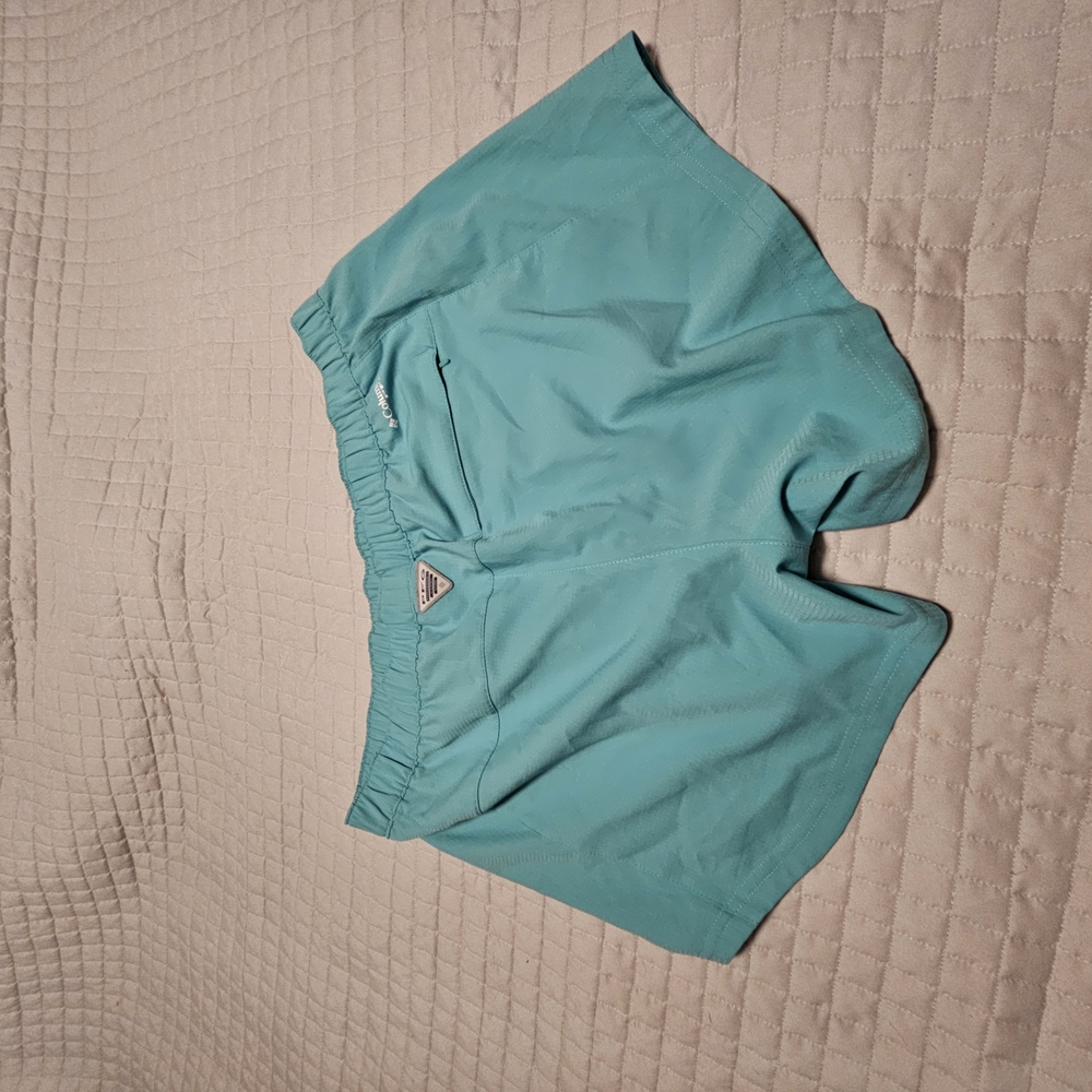 Columbia Green Athletic Shorts Lightweight Elastic Waist